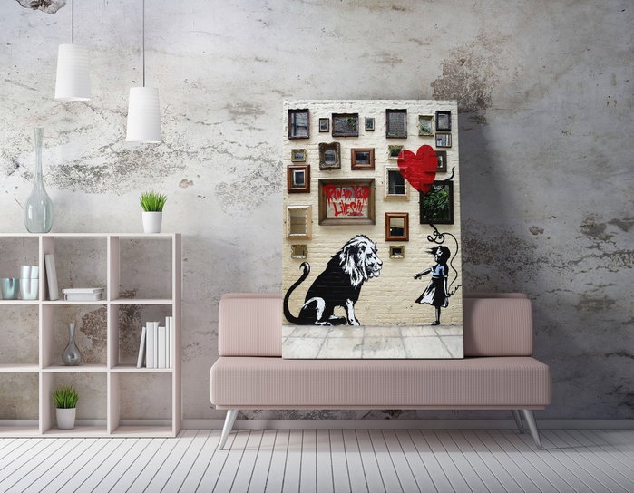 Wallity WY119 Banksy Lienzo Decorativo enmarcado 50 x 70 cm Wallity WY119 Banksy Lienzo Decorativo enmarcado 50 x 70 cm